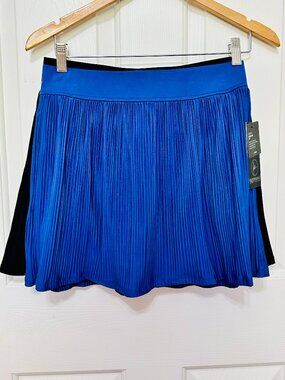 90 DEGREE BY REFLEX 2-PIECE JERSEY CHARMING PLEATED SKORT BLUE AND BLACK SMALL